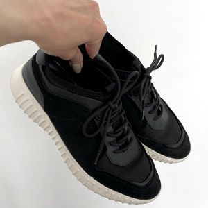 Massimo Dutti black leather sock sneakers sz 9